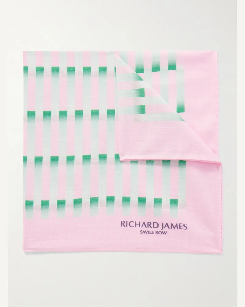 Richard James Einstecktuch aus Baumwoll-Voile mit Streifen Pink