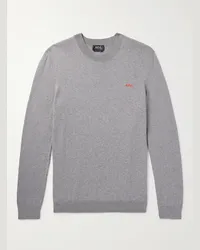 A.P.C. Amir schmal geschnittener Pullover aus Baumwolle mit Logostickerei Grau