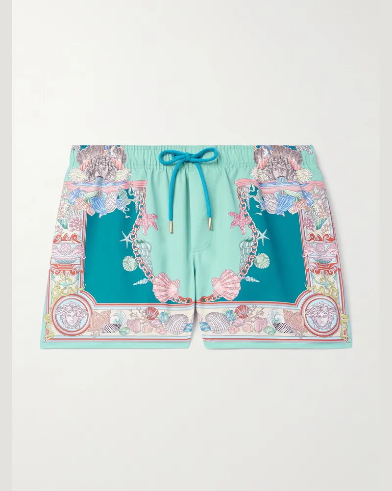 Versace Gerade geschnittene mittellange Badeshorts mit Print Grün