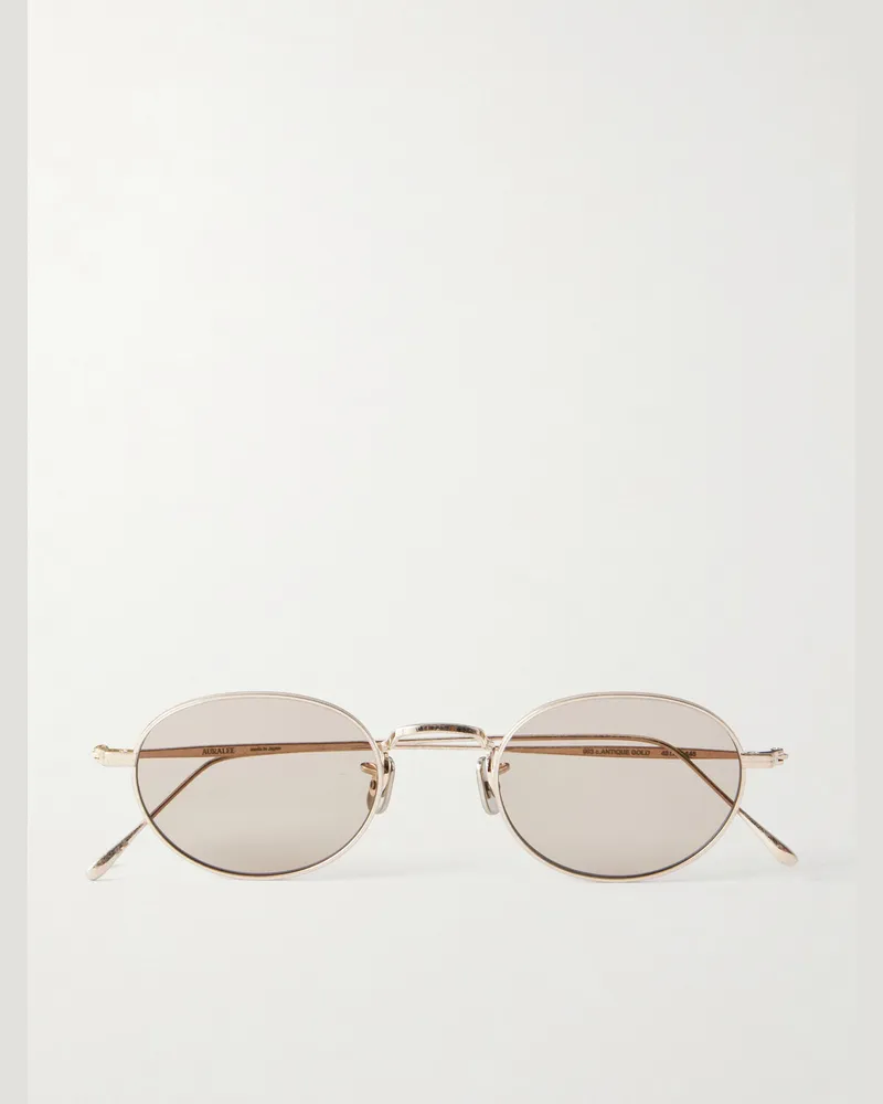 AURALEE Eyevan Round-Frame Titanium Sunglasses Gold