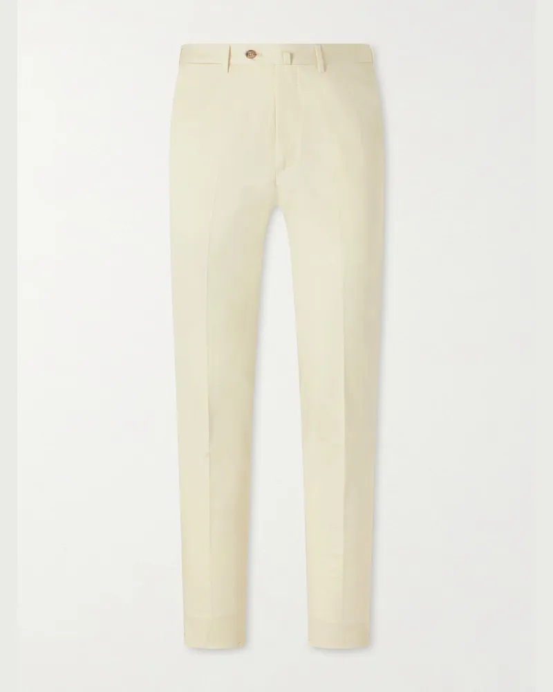 De Petrillo Tapered Cotton-Twill Suit Trousers Neutrals