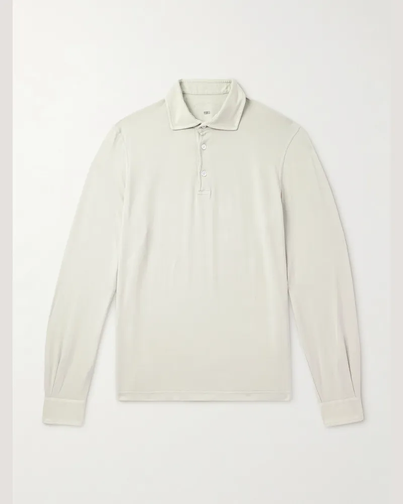 Fedeli Cotton-Jersey Polo Shirt Neutrals