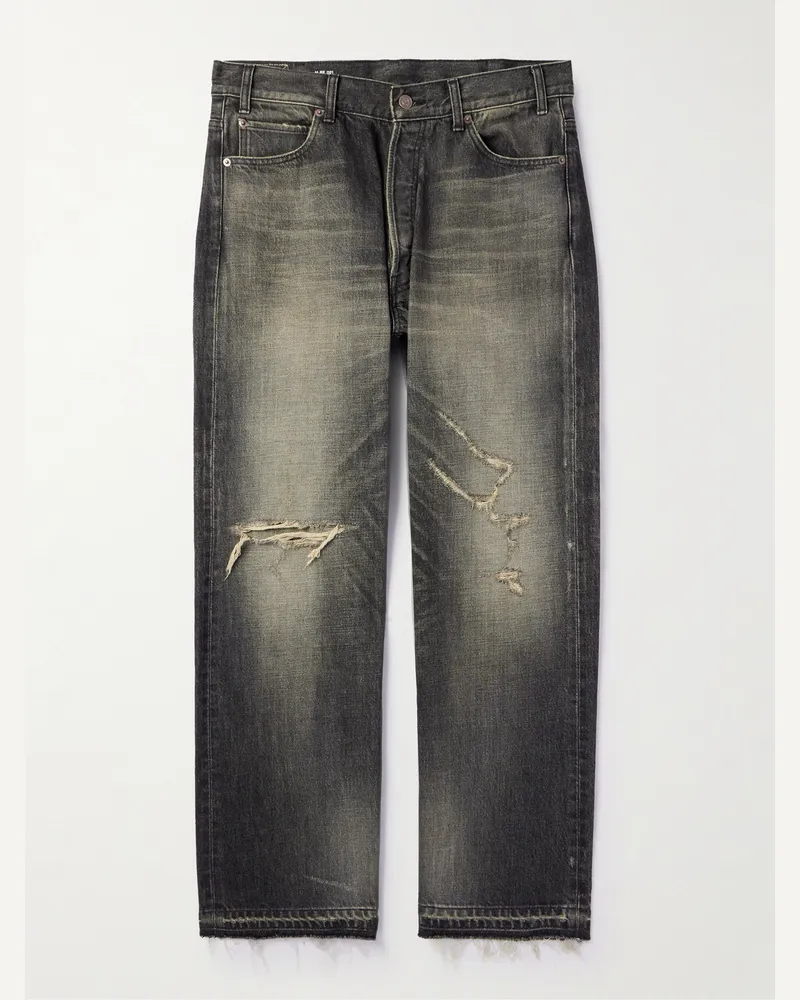 Celine Wesley gerade geschnittene Jeans in Distressed-Optik Schwarz