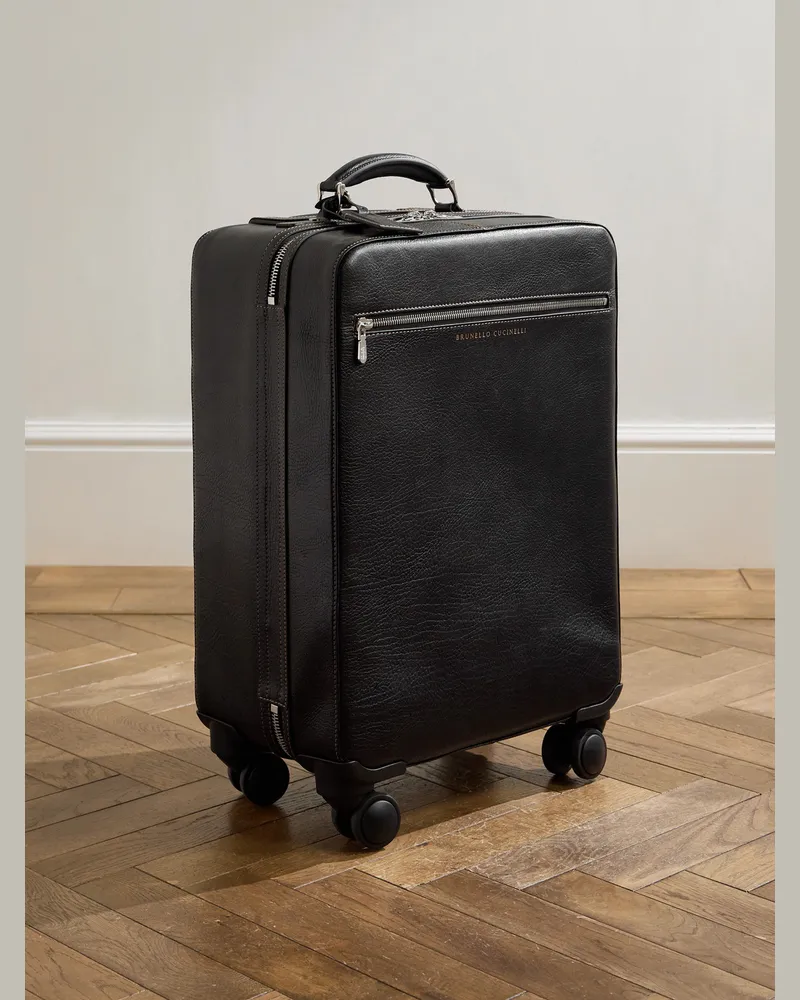 Brunello Cucinelli Full-Grain Leather Suitcase Black