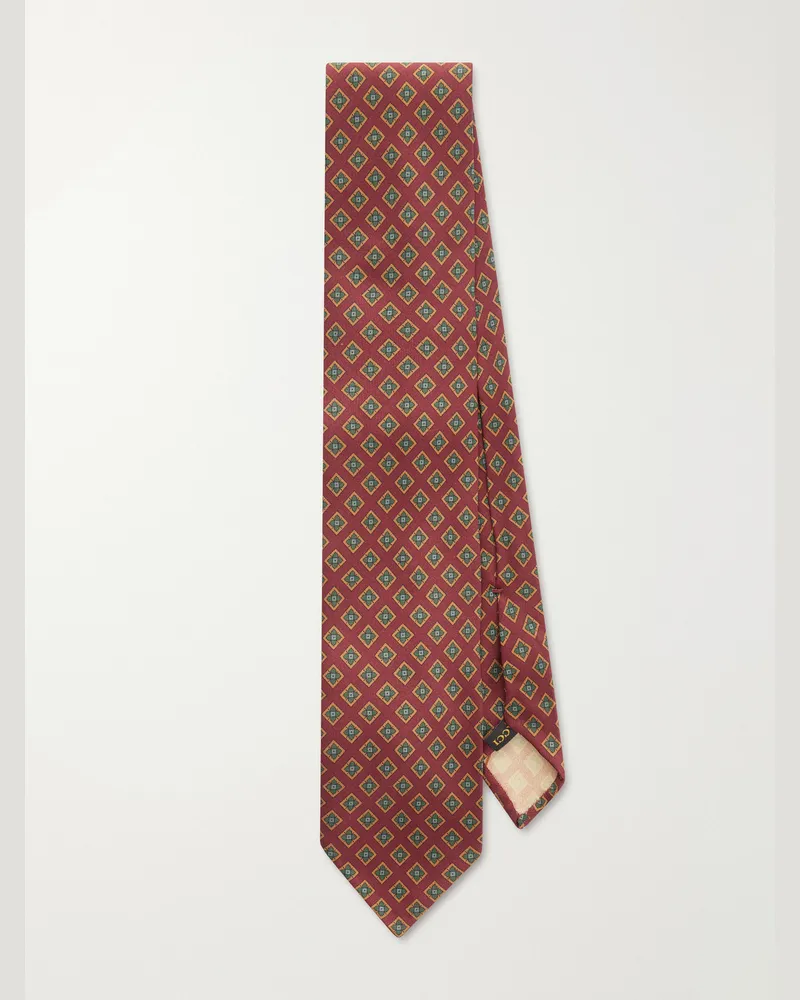 Rubinacci 8cm Printed Silk-Twill Tie Burgundy