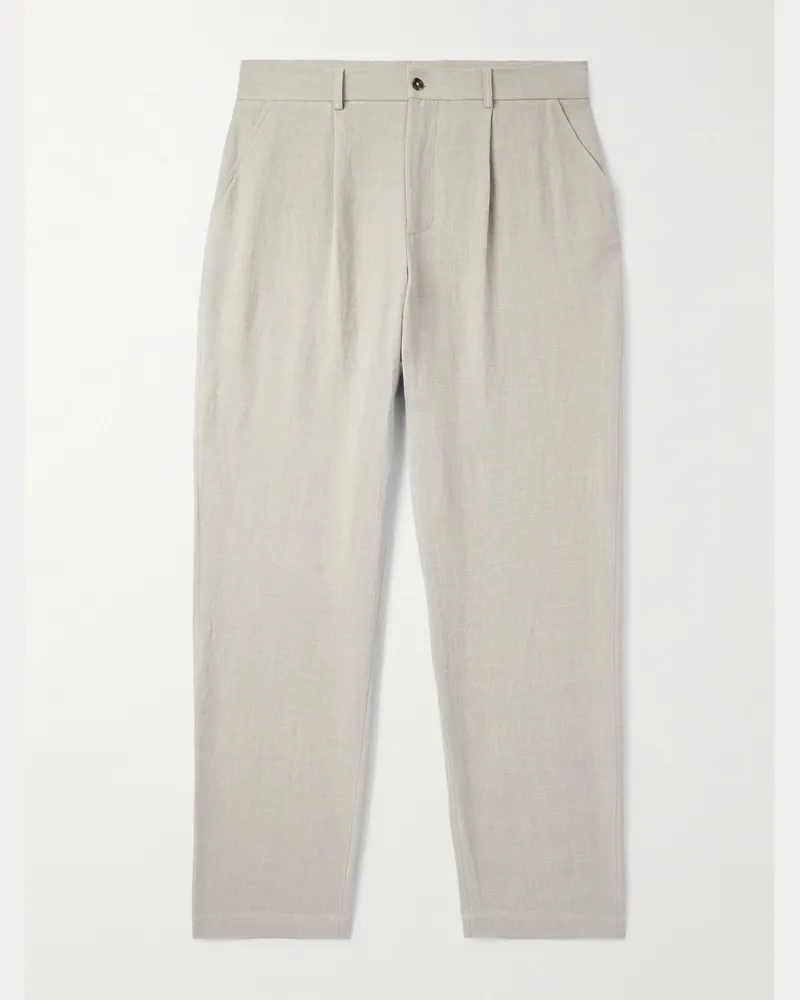 De Bonne Facture Weit geschnittene Hose aus einer Leinen-Wollmischung mit Falten Neutral