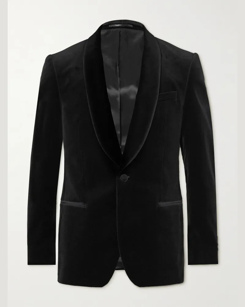 MR P. Cotton-Blend Velvet Tuxedo Jacket Black