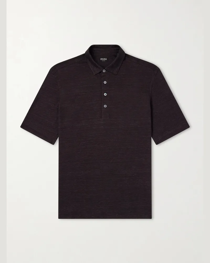 Ermenegildo Zegna Oasi Linen Polo Shirt Brown