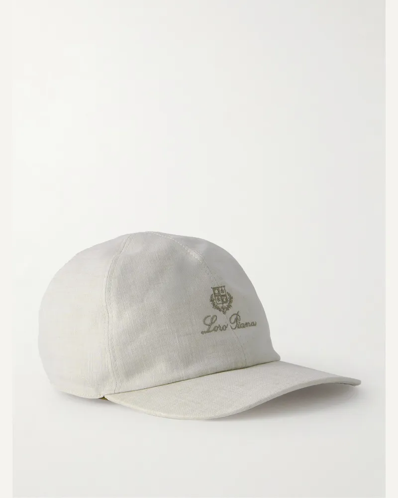 Loro Piana Logo-Embroidered Linen Baseball Cap Gray