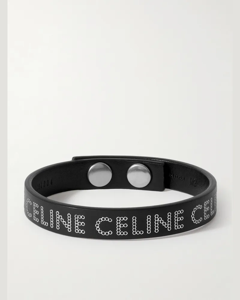 Celine Armband aus Leder mit Nieten Schwarz