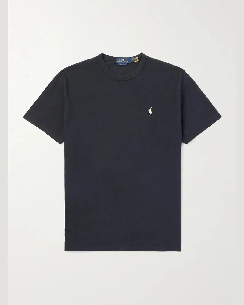 Ralph Lauren T-Shirt aus Baumwoll-Jersey mit Logostickerei Schwarz