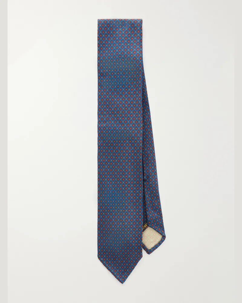 Rubinacci 8cm Printed Silk-Twill Tie Blue