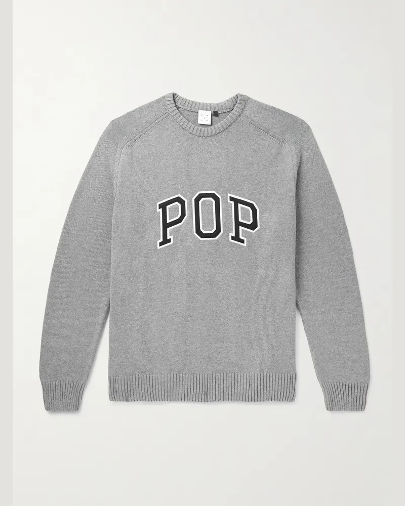 Pop Trading Company Arch Pullover aus Baumwolle mit Logoapplikation Grau
