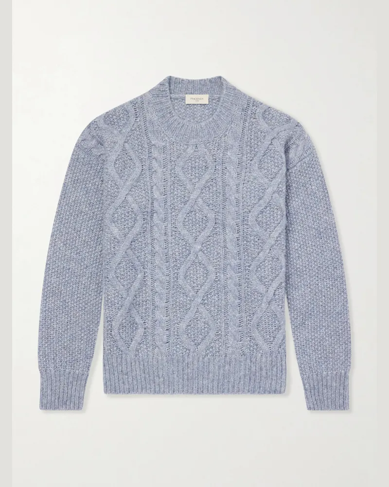PIACENZA 1733 Cable-Knit Alpaca and Wool-Blend Sweater Blue