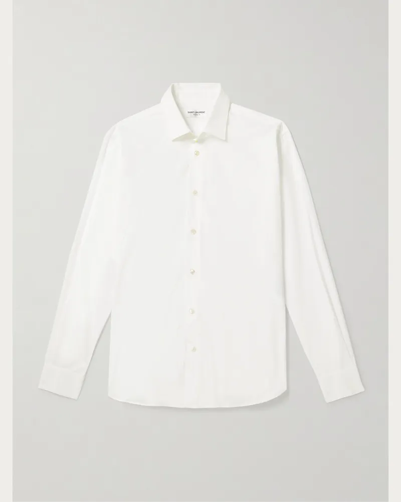 Saint Laurent Slim-Fit Cotton-Poplin Shirt White