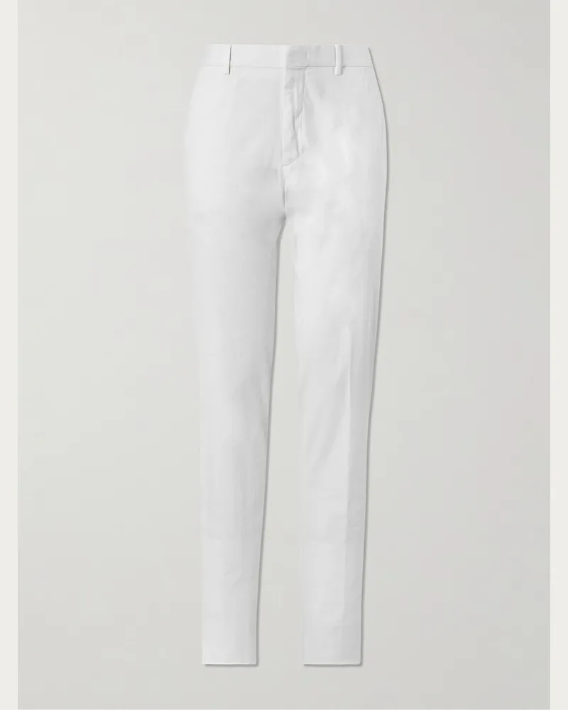 Ermenegildo Zegna Easy Straight-Leg Garment-Dyed Cotton-Blend Chinos White