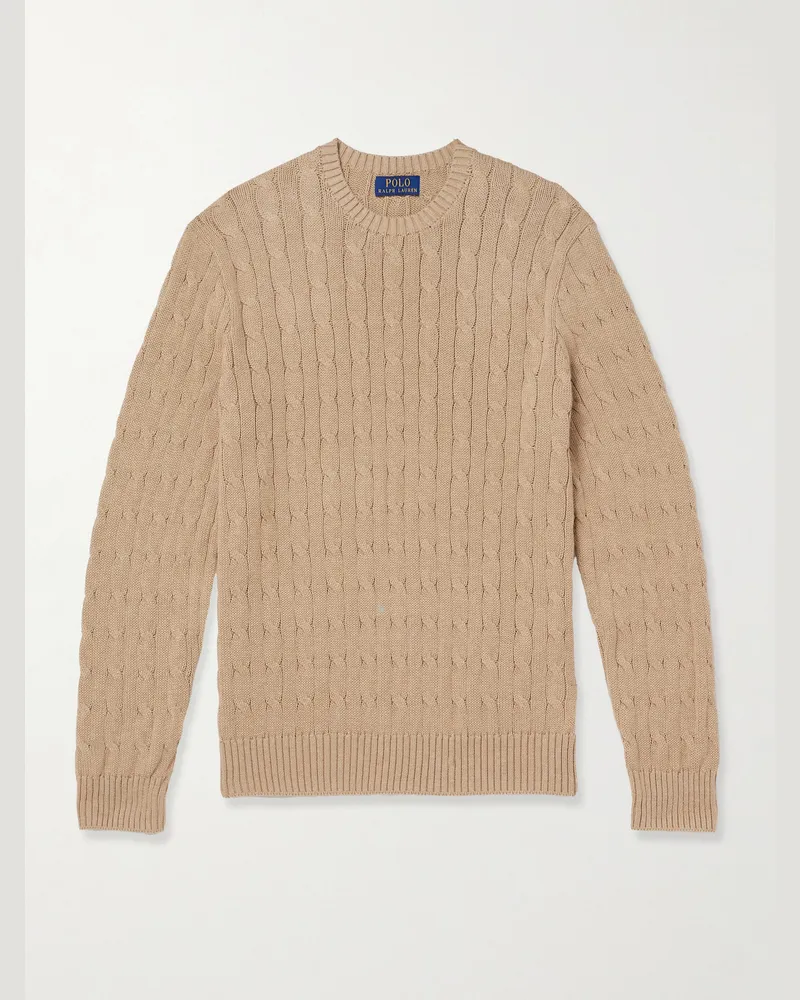 Ralph Lauren Pullover aus Baumwolle in Zopfstrick Braun