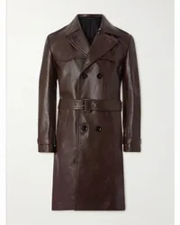 Tom Ford Doppelreihiger Trenchcoat aus Leder Braun