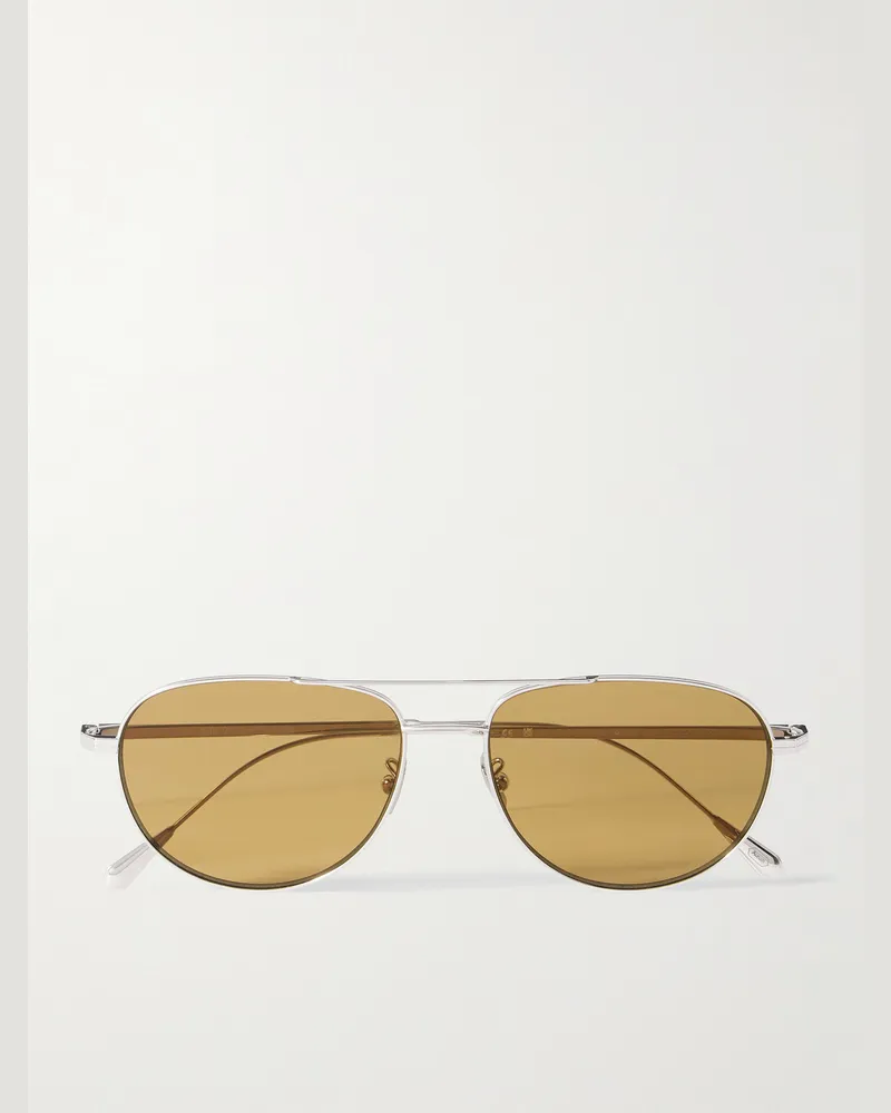 Cutler and Gross 0002 Rhodinierte Pilotensonnenbrille Silber