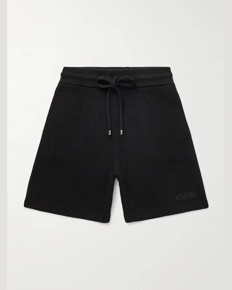 Amiri Gerade geschnittene Shorts aus Baumwolle in Häkeloptik mit Kordelzugbund und Logostickerei Schwarz