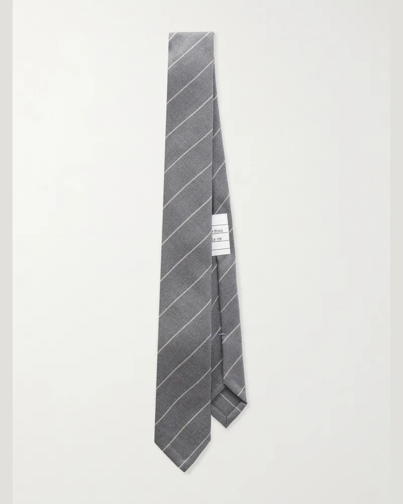 Thom Browne Striped 8cm Wool Neck Tie Gray