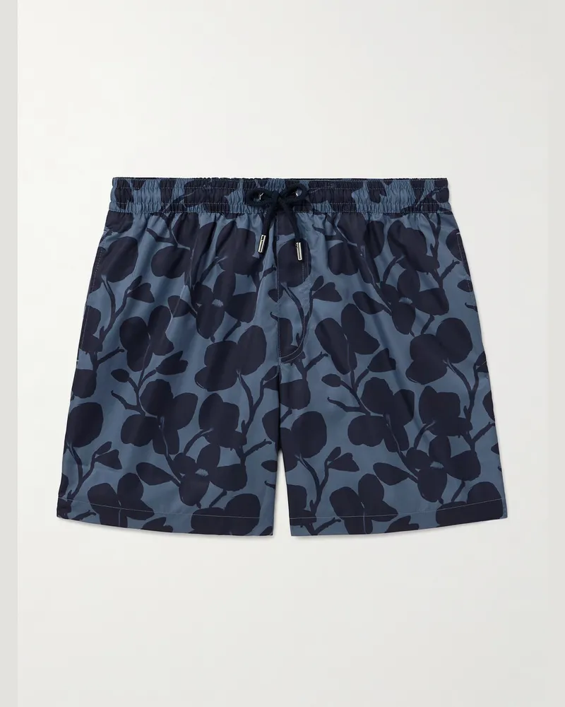 MR P. Gerade geschnittene mittellange Badeshorts mit Blumenprint Blau