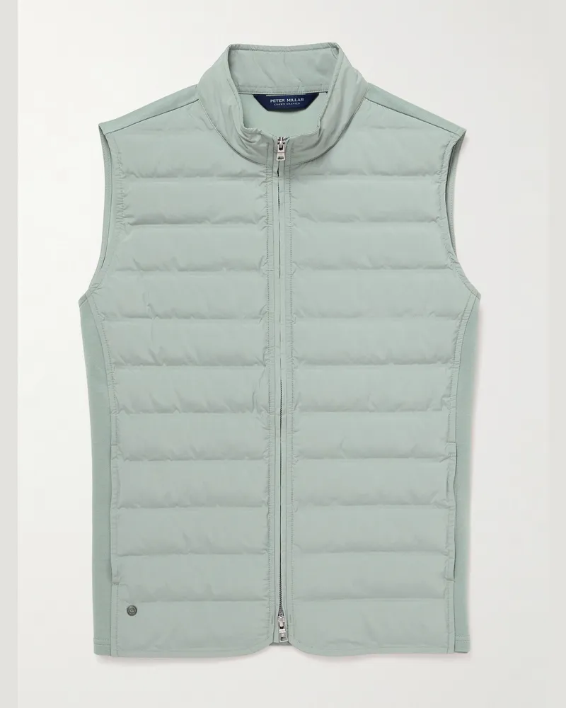Peter Millar Winsome Hybrid Quilted Striped Shell and Piqué Gilet Green
