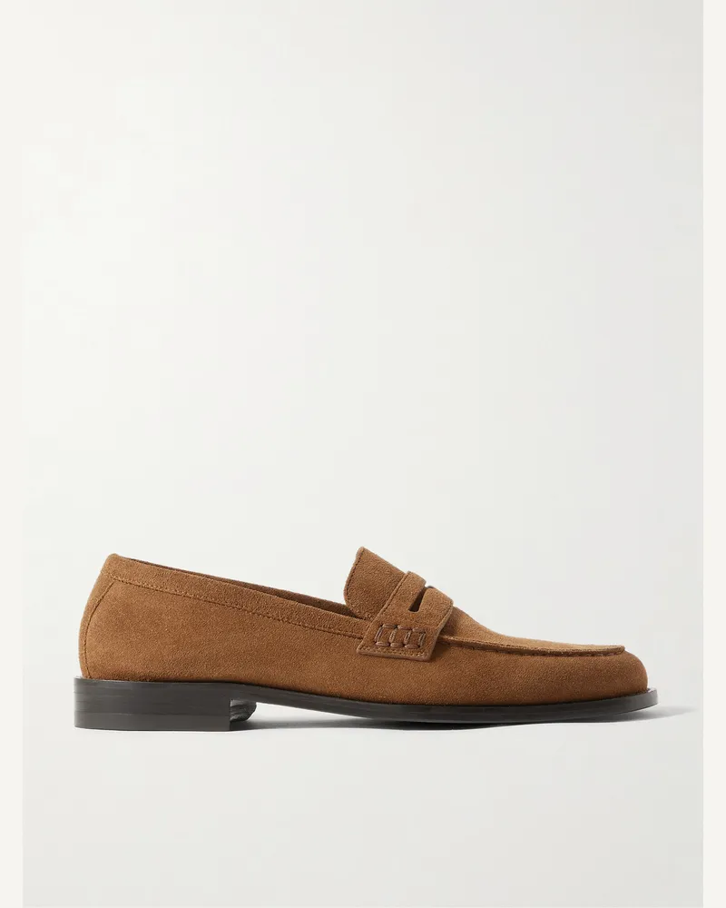 Manolo Blahnik Perry Pennyloafers aus Veloursleder Braun