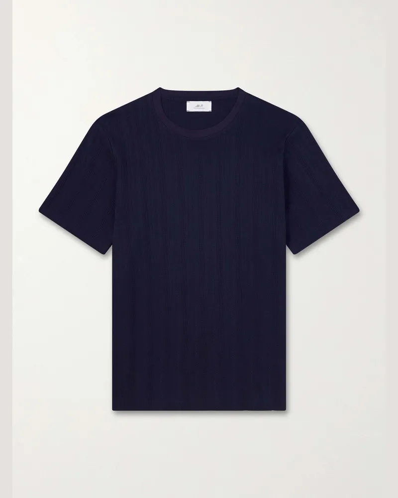 MR P. Textured Organic Cotton T-Shirt Blue