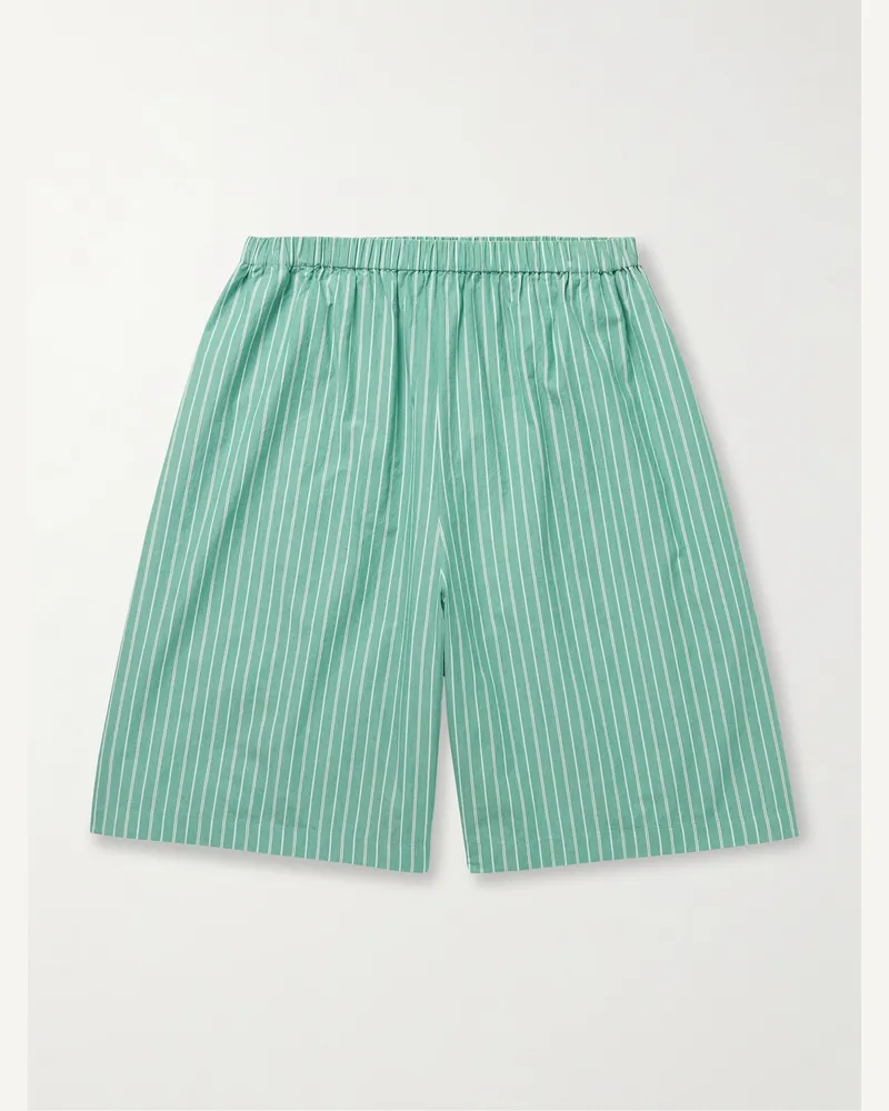 The Row Zindel gerade geschnittene Shorts aus gestreifter Baumwolle Grün