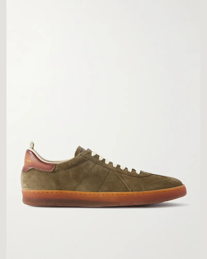 Officine Creative Italia Militia 002 Sneakers aus Veloursleder mit Lederbesatz Grün
