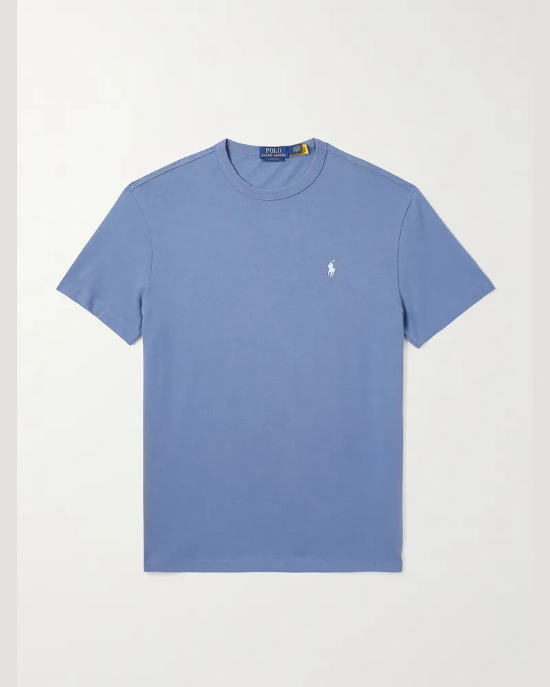 Ralph Lauren T-Shirt aus Baumwoll-Jersey mit Logostickerei Blau