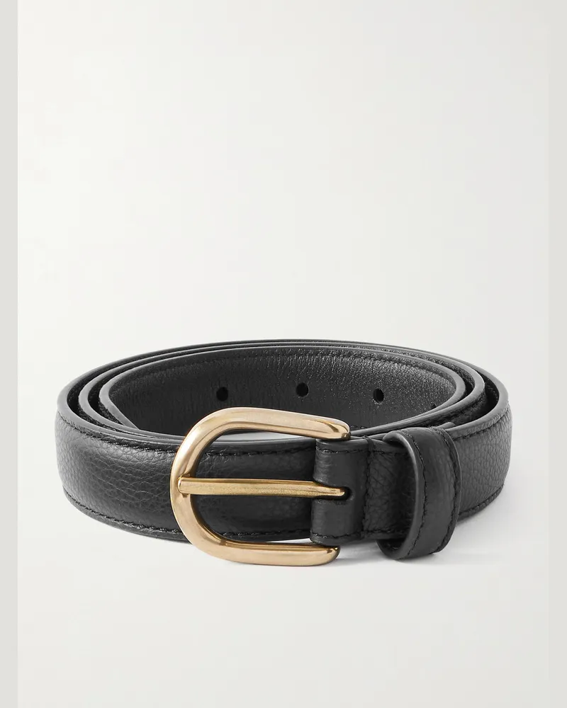 SAMAN AMEL Cardon 2.5cm Full-Grain Leather Belt Black