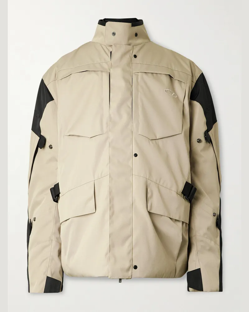 VETEMENTS Zweifarbige Oversized-Jacke aus wattiertem Canvas mit Logostickerei Neutral