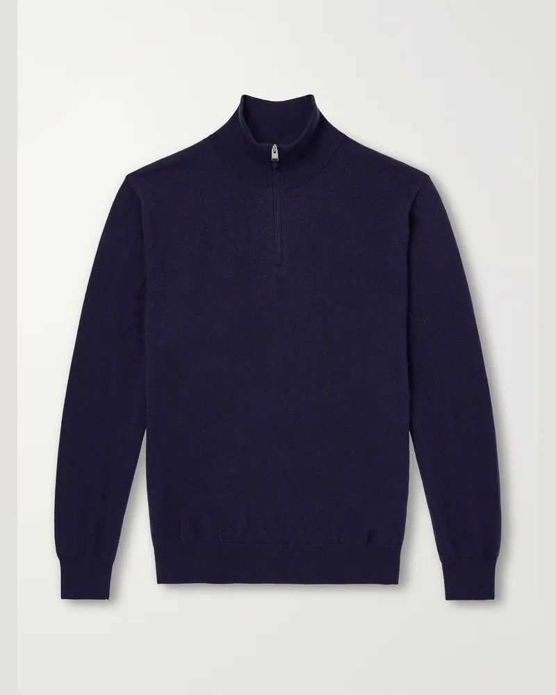 Canali Cashmere Half-Zip Sweater Blue