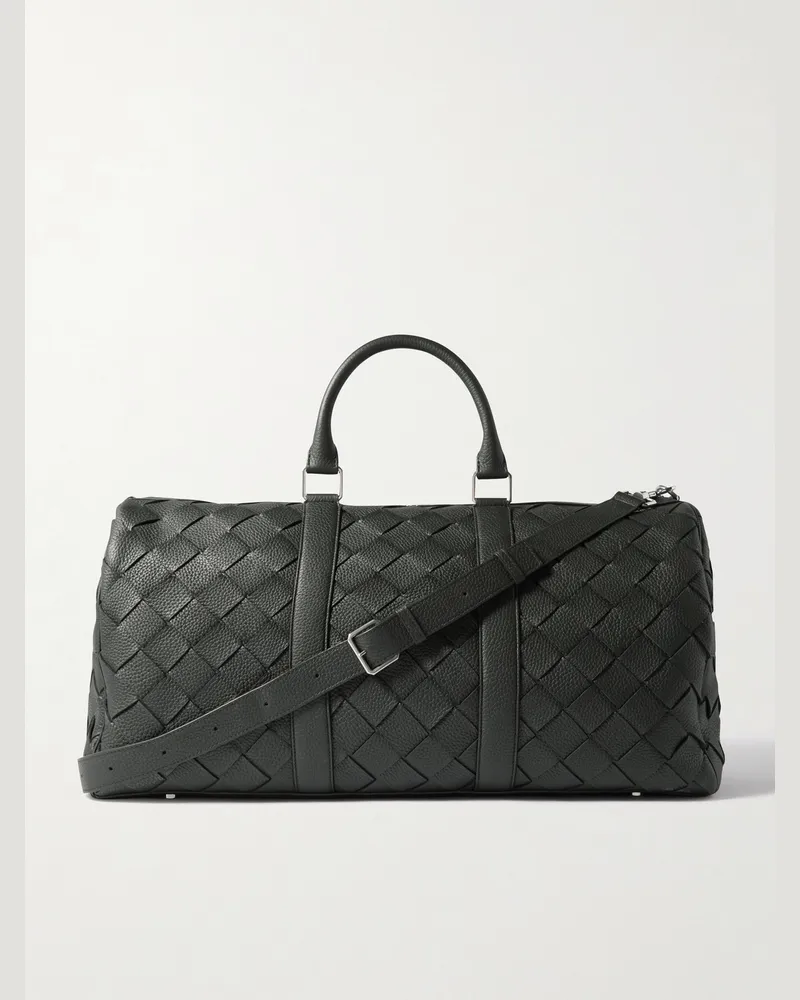 Bottega Veneta Intrecciato Full Grain Leather Duffle Bag Black