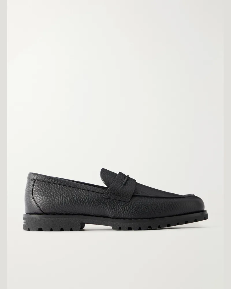 Ermenegildo Zegna Full-Grain Leather Loafers Black