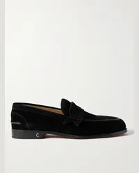 Christian Louboutin No Penny Loafers aus Veloursleder Schwarz