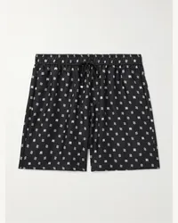 Amiri Gerade geschnittene Shorts aus Seidensatin mit Paisley-Print Schwarz