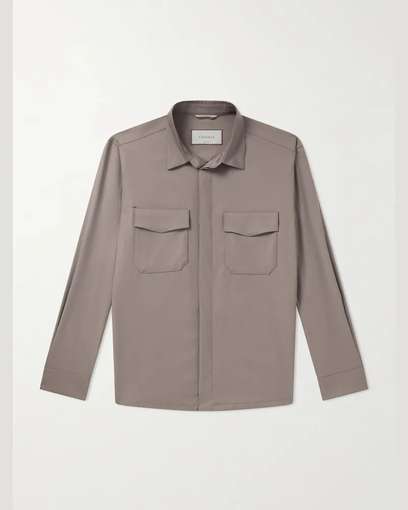 Canali Hemdjacke aus einer Wollmischung Neutral