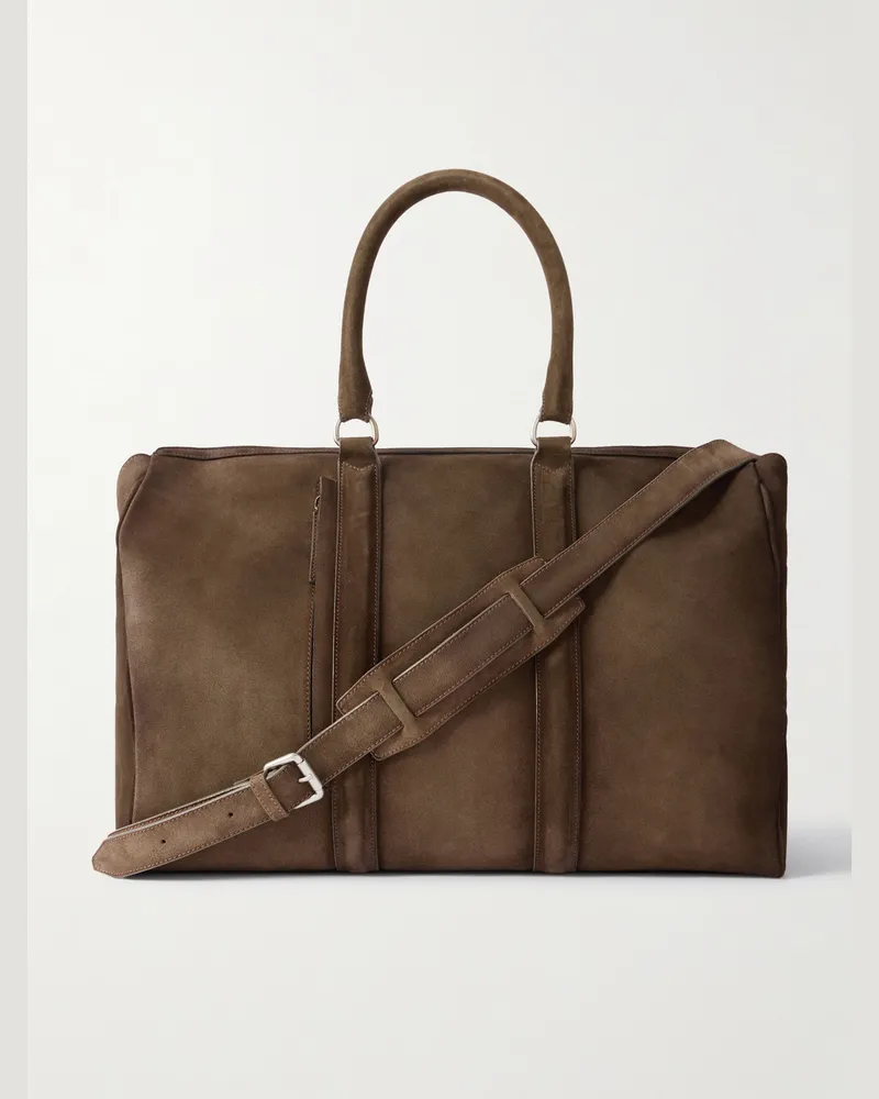 Officine Creative Italia Quentin 009 Weekender aus Veloursleder mit Airbrush-Effekt Braun
