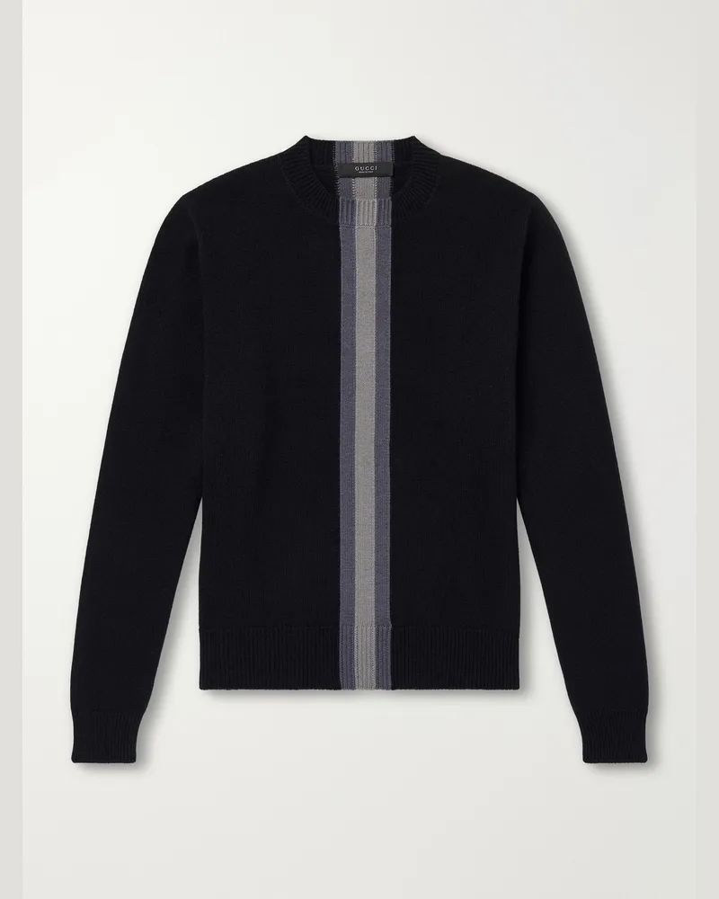 Gucci Web-Intarsia Wool Sweater Black