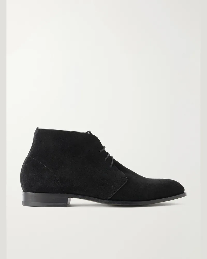 Manolo Blahnik Berwick Suede Chukka Boots Black