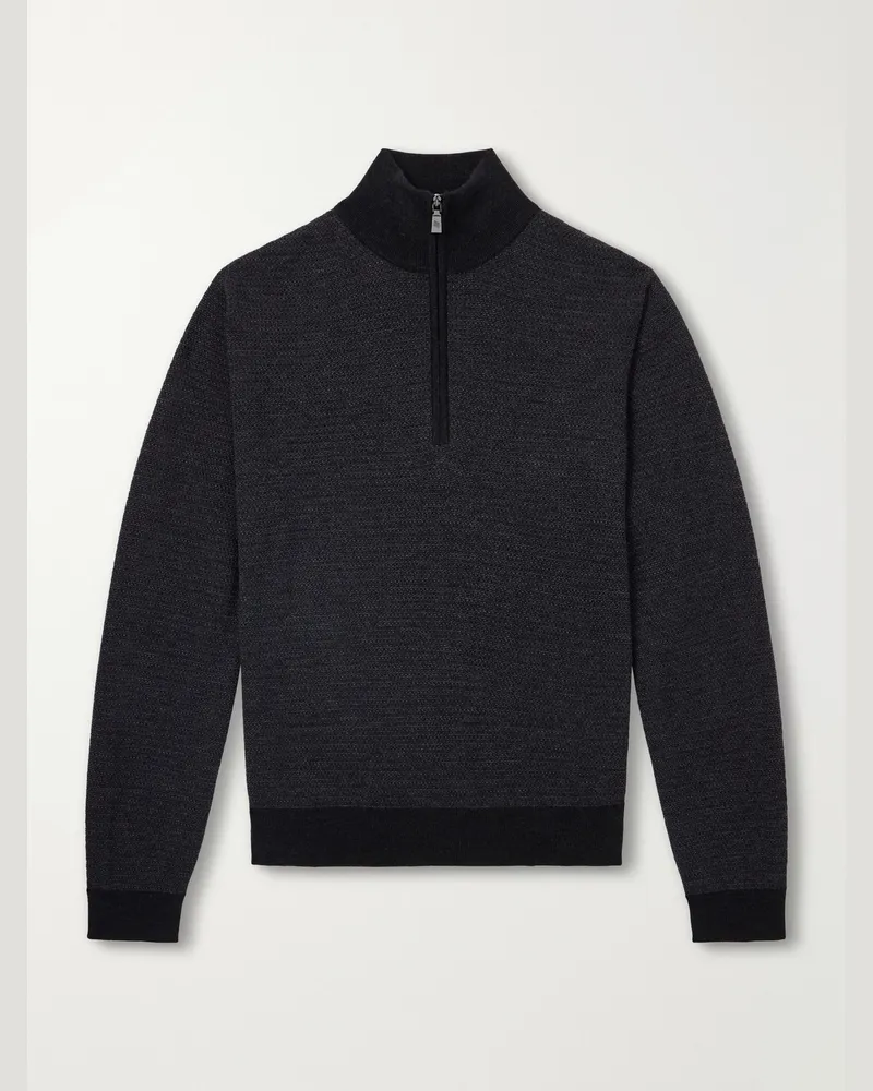 Frescobol Carioca Heitor Merino Wool Half-Zip Sweater Black
