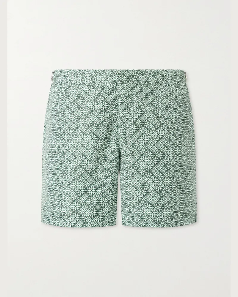 Orlebar Brown Bulldog Portico Straight-Leg Mid-Length Printed Swim Shorts Green