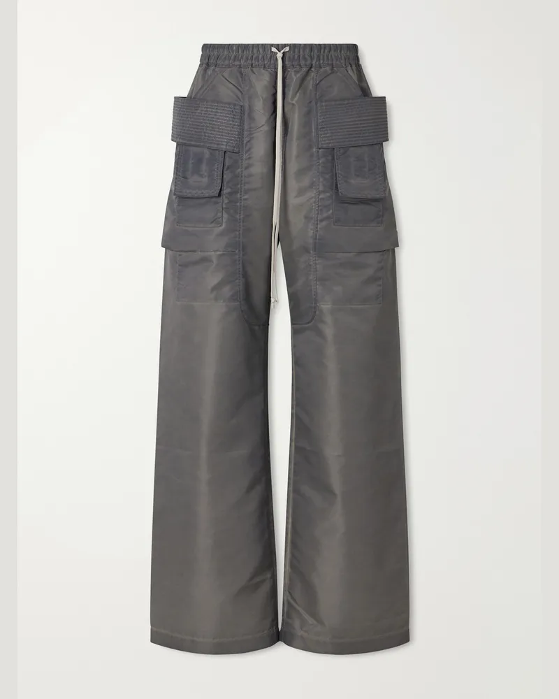 DRKSHDW by Rick Owens Creatch Wide-Leg Shell Drawstring Cargo Trousers Gray