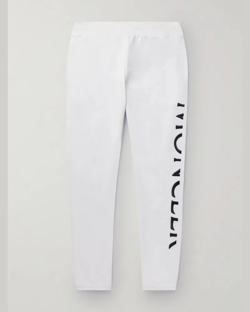 Moncler Tapered Logo-Embroidered Cotton-Jersey Sweatpants Weiß