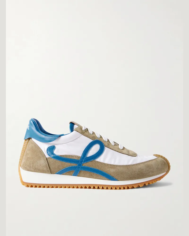 Loewe Flow Runner 2.0 Sneakers aus Veloursleder und Nylon mit Lederbesatz Weiß