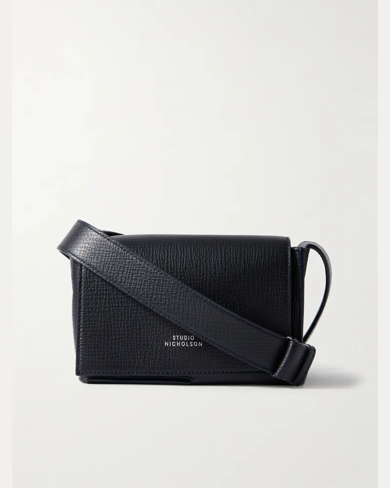 Studio Nicholson Meshi mini Schultertasche aus strukturiertem Leder Blau