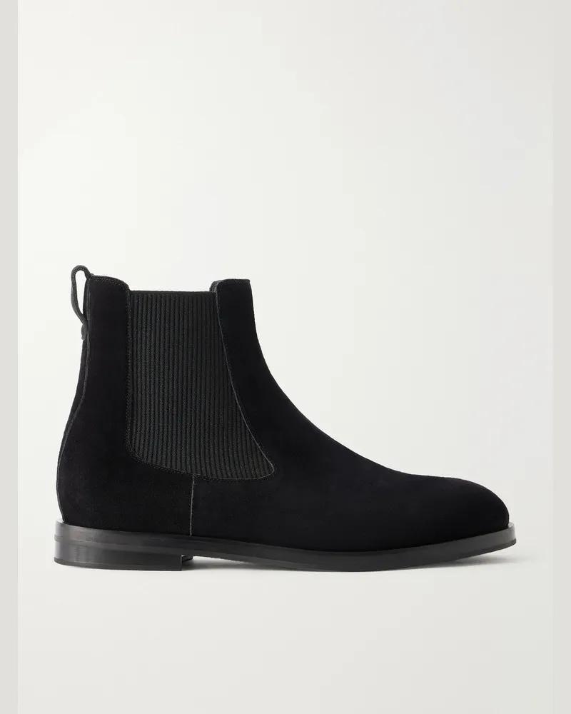 Manolo Blahnik Sempione Manny Suede Chelsea Boots Black
